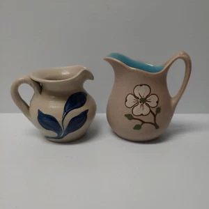 Williamsburg Pottery Salt Glazed Stoneware Pigeon Forge Pitcher Creamer Lot Of 2 - Picture 1 of 18