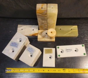 Lot Vintage Marble and Onyx Trophy Bottom Bases Mixed Sizes White - Picture 1 of 6