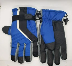 Thinsulate Ski Gloves, L/XL, 40 gram Insulation, Blue Gray Black, drawstring - Picture 1 of 5