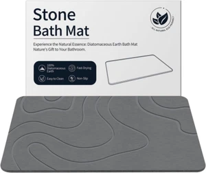 Stone Bath Mat Diatomaceous Earth Shower Mat Non-Slip Super Absorbent Diatomite - Picture 1 of 6