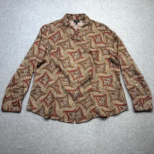 Talbots Silk Top Red Brown Paisley Print Blouse Plus 14W Elegant Career Party - Picture 1 of 11