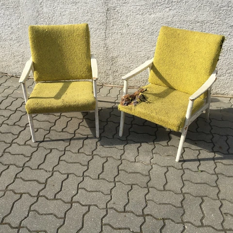 Pair 2pcs Vintage Armchair 60s Midcentury Czechoslovakia Brussel Style Cover