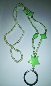 Neon Green Beaded Lanyard ID/Badge Holder Necklace 17" - Picture 1 of 2