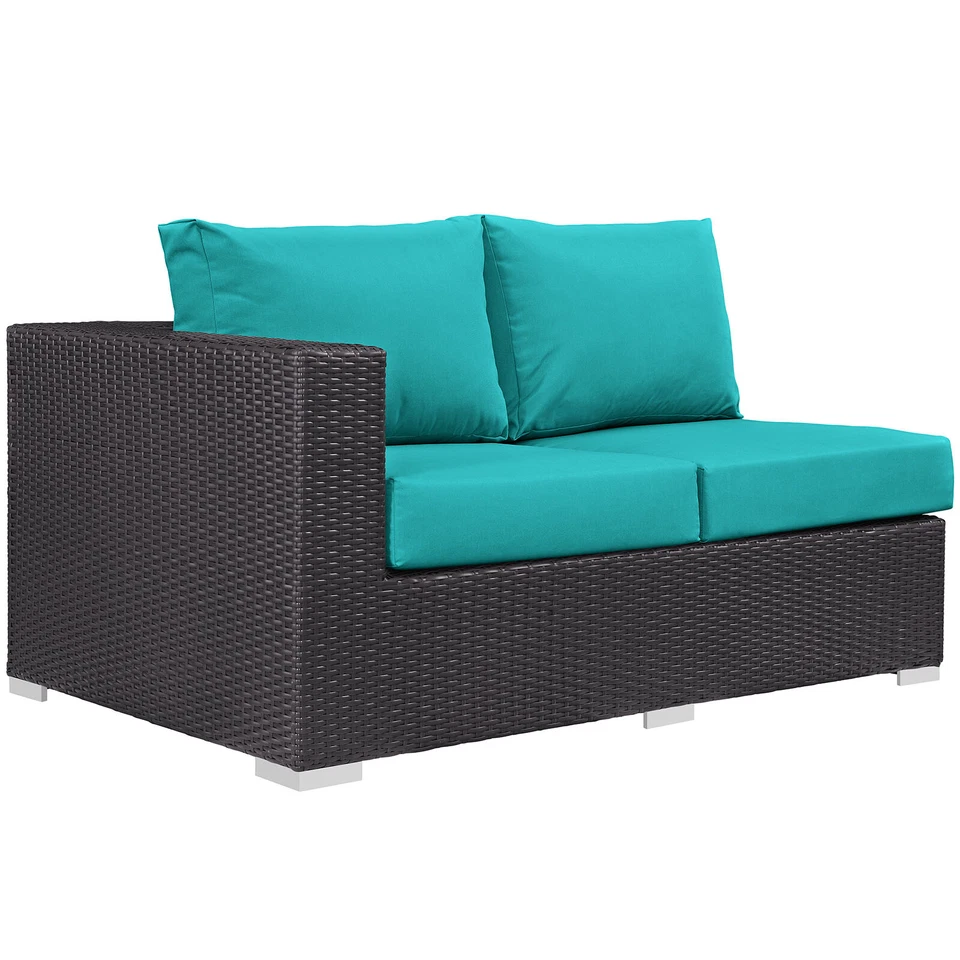 Sofá loveseat con brazo izquierdo para patio exterior Modway Convene en turquesa espresso Foto 1 de 1