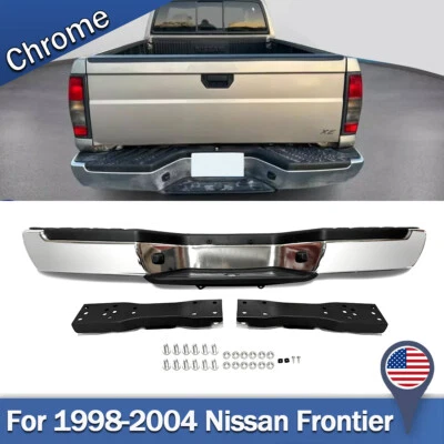 For 1998-2004 Nissan Frontier Chrome Complete Steel Rear Step Bumper Assembly US Foto 1 de 4