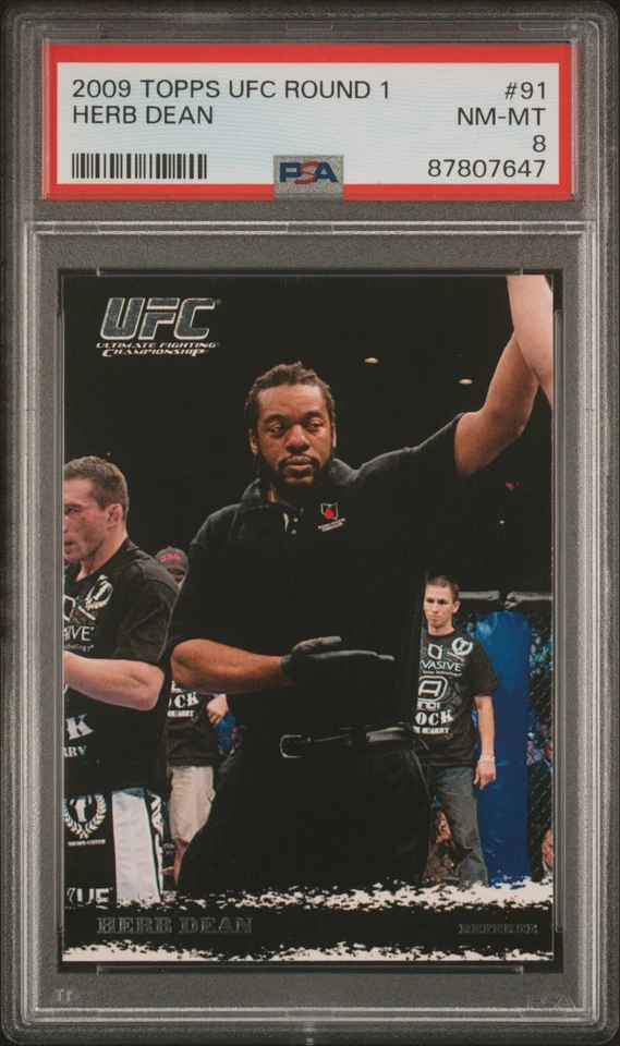 2009 Topps UFC Round 1 , Herb Dean #91 Rookie Card, PSA 8 , Near-Mint - Image 1 of 2