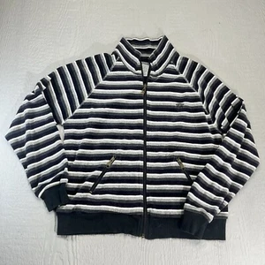 Oleg Cassini Sport Sweatshirt Jacket Women's Medium Black White Velour Full Zip - Picture 1 of 10