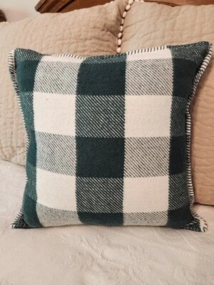 Capa de travesseiro Grandinroad Frontgate arremesso e forma férias verde escuro xadrez de búfalo - Imagem 1 de 4