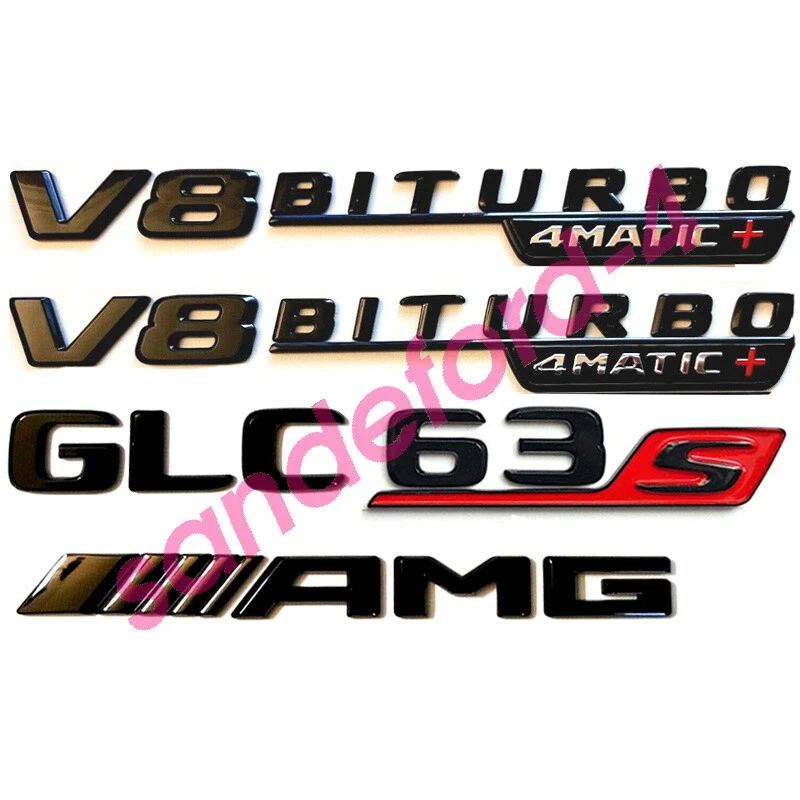 Insignia emblema GLC 63 S+AMG+V8 BITURBO 4MATIC+ NEGRO BRILLANTE apta para Mercedes Benz 2020 Foto 1 de 4