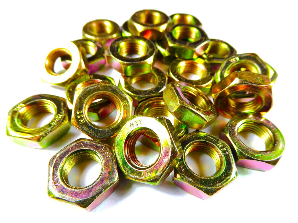 25 x DIN 936 flache Mutter M10x1 Feingewinde, gelb verzinkt - Bild 1 von 1