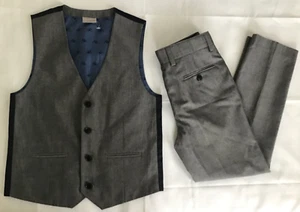 NEXT SIGNATURE BOYS GREY SUIT TROUSERS + WAISTCOAT WEDDING SMART 9-10 YRS #721 - Picture 1 of 18