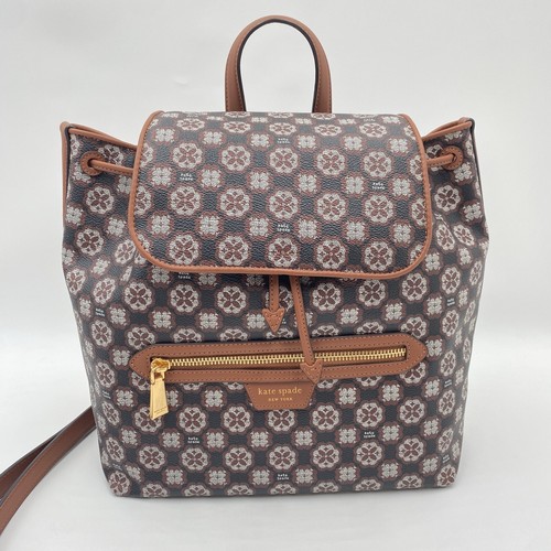 Zaino Kate Spade Flower Monogram Mia Flap Nero Multi Tela K9028