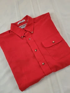 VINTAGE 80s MCGREGOR SCOTLANA Button Collar Long Sleeve Red Shirt Men's M Tall - Picture 1 of 8