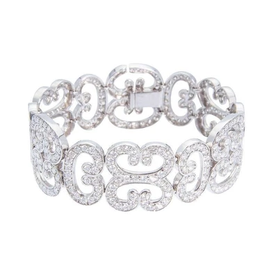 Gorgeous 9.69CT Round Cut White Sapphire Scroll Design Stylish Bangle Bracelet - Image 1 of 4