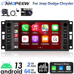 7" 64GB Android Radio For Jeep Wrangler Dodge Chrysler Carplay BT Car GPS Stereo