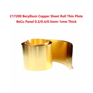 C17200 Beryllium Copper Sheet Roll Thin Plate BeCu Panel 0.2/0.4/0.5mm-1mm Thick - Picture 1 of 8