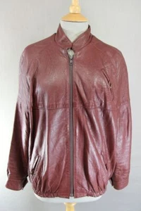 VINTAGE 1970'S BRITISH MADE C&A RED/BROWN CLASSIC LEATHER JACKET: SIZE 16/40 IN - Picture 1 of 11