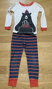 Oshkosh B’gosh~Kids 6~”Let’s Hibernate” Bear Pajamas PJ~Cotton~White Blue Orange - Picture 1 of 10