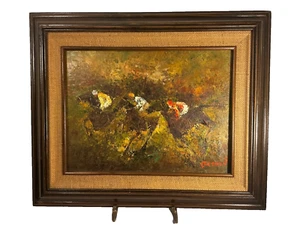 Edward Barton (1936-2012) Horses & Jockeys Impressionist Impasto Oil Painting - Picture 1 of 13