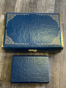 Vintage 1950’s Farrington Genuine Texol Blue Jewelry Box W/ Travel Carrying Case - Picture 1 of 12