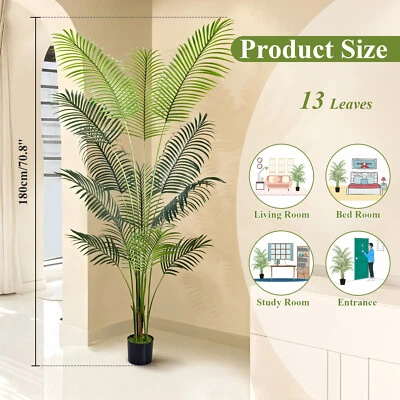 Artificial Palm Tree Real-touch Faux Areca Palm Plants with Lifelike Palm Leaves - Image 1 of 4