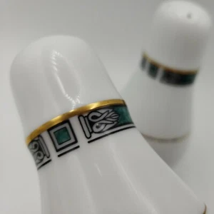 Noritake Green Gold Stripe Salt and Pepper Shakers Teardrop Shape Replacement - Picture 1 of 6