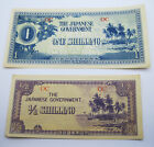 2 Oceania Japanese Wwii-Occupation/Invation Bank Notes ~ 1 + 1/2 Shilling Crisp