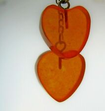 vintage amber brooch, Beautiful old brooch two lovers hearts made in USSR 1970