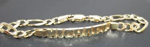 14K 2TONE MEN'S FIGARO ID BRACELET "MICHAEL" 8" LONG 6.57MM 11.96gr (G128456-2) - Picture 1 of 13