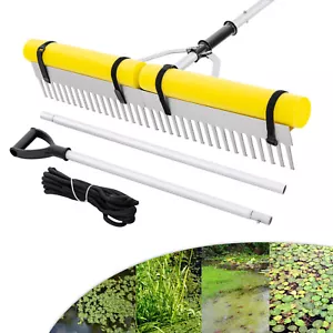 Floating Weed Lake Rake Pond Weed Cutter w/ Foam Floats, Extended Handle & Rope - Picture 1 of 6