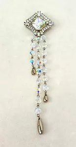 Spilla Vintage NUOVA ST. JOHN Spilla Champagne Strass Oro Cristalli Pendenti - Foto 1 di 10