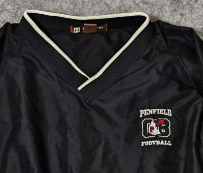 Pullover de fútbol Penfield rompevientos para hombre L negro cuello en V malla forrada chaqueta cortavientos Foto 1 de 4