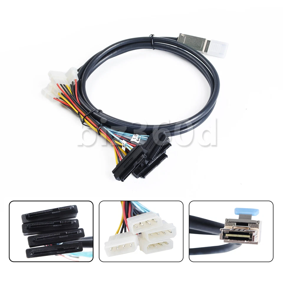 Mini-SAS SFF-8088 26Pin to 4 X SAS SFF-8482 29Pin External Cable 2MFree Ship - Image 1 of 4