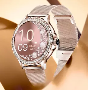 Smart Watch Full Touch Screen Bluetooth Call for Women Rose Gold Silver-DT19 - Foto 1 di 18