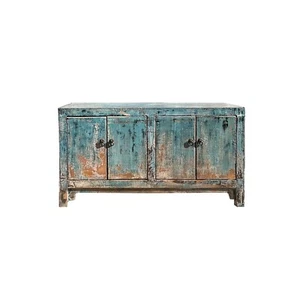Distressed Aqua Turquoise Blue Small Low TV Stand Console Cabinet ws4409 - Picture 1 of 5