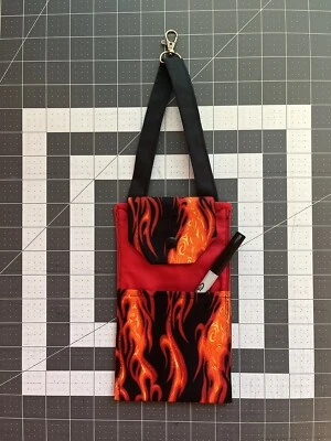 Phone pouch/wallet with swivel clip & hidden security pocket. Fire/flames print - Image 1 of 4