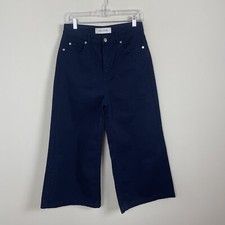 Each x Other Paris Deep Blue Cropped Wide Leg  100% Cotton Jeans Size 29 
