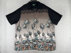 David Taylor Shirt Adult 3XL XXXL Black Beige Gray Floral Palm Beach Hawaiian - Picture 1 of 13