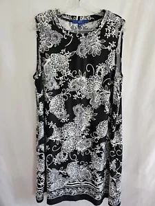 APT. 9 DRESS POLY / SPANDEX Black & White PRINT SLEEVELESS NEW W/TAG Size XL - Picture 1 of 6