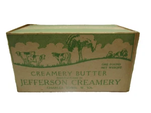 Jefferson Creamery Charles Town W.Va. Butter Box Dairy Jefferson County Cow Farm - Picture 1 of 9