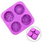 Handcrafted Round Soap Making Silicone Mould With 3D Relief Flower Design