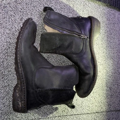 UGG Boots Womens 10 Black Leather Ankle Side Zip Shearling Lined Winter Booties - Image 1 of 4