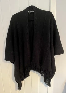 Debenhams Chic Black Wool-Look Poncho – Timeless & Versatile - One Size - Picture 1 of 5