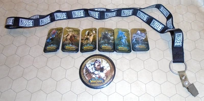 BlizzCon 2008 World of Warcraft Action Figure Promo Pinback Buttons & Lanyard - Image 1 of 4
