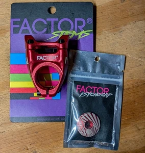 Factor Components Shake Stem 35mm 31.8mm w/ matching Stem Cap Deity i9 Title Red - Picture 1 of 1
