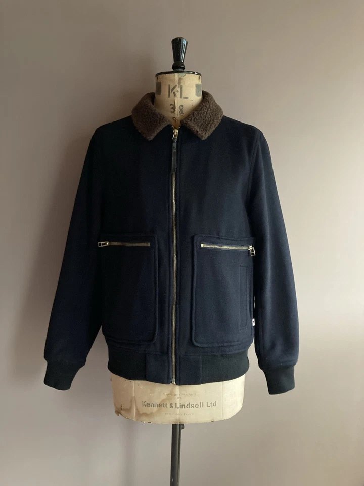 Duffer of St George Japan Jacket Mens Size M Navy Wool Melton Flight Bomber D1 - Image 1 of 4