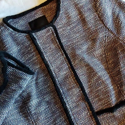 Chaqueta para mujer Banana Republic talla 6 roja, blanca y azul tweed frontal a presión Foto 1 de 4