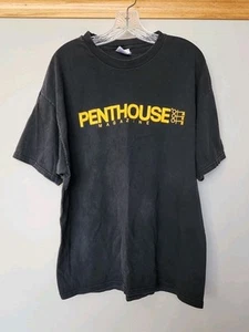 Camiseta vintage Y2K Penthouse Magazine camiseta X-grande XL Hanes negra descolorida WOW - Imagen 1 de 5