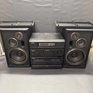 Vintage 90s AIWA NSX-D2 Compact Stereo System Radio Twin Cassette Deck Speakers - Picture 1 of 16