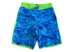 ZeroXposur Boys Swim Trunks Lined Swimsuit Sharks UPF 50+ Blue Youth Large 14/16 - Picture 1 of 7
